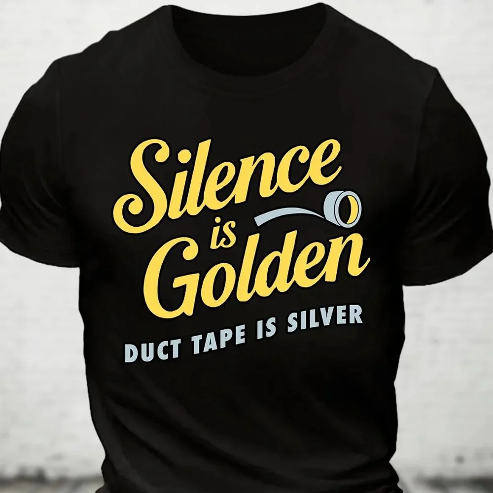 Silence Is Golden Cotton T-Shirt - Picture 1 of 5